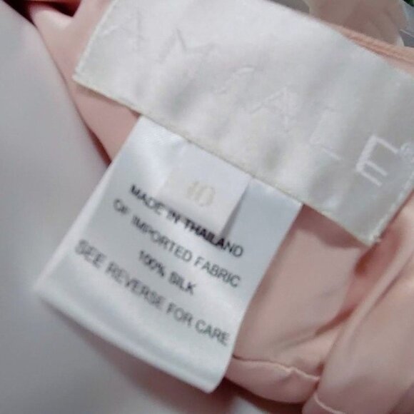 Amsale Wedding Whimsy Flirty Fit Flare Halter Blouson Silk Dress Blush Womens 10 - Picture 10 of 12